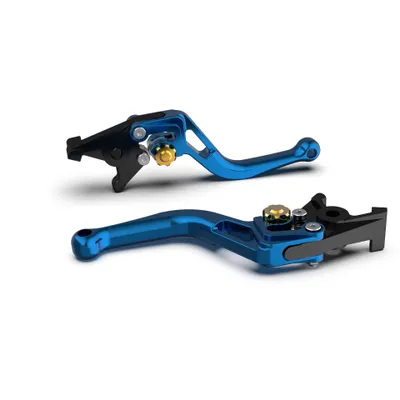 Produktbild von Kupplungshebel LSL BOW L17 mit ABE kurz für Kawasaki ZX-6R 600 - 1200 ccm Bj. 1977 - 2019, Farbe Hebel:blau, Farbe Versteller:gold