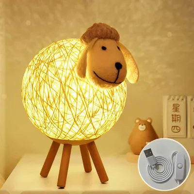 Produktbild von Schaf-Nachtlicht, niedliche USB-Leselampe fürs Bett – Lamm-Nachtlicht für Mädchen und Jungen, Geschenkidee fürs Schlafzimmer
