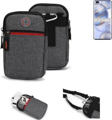 Produktbild von K-S-Trade Holster Gürteltasche kompatibel mit Huawei Honor 30 Pro+ Handy Tasche Schutz Hülle grau Zusatzfächer 1x
