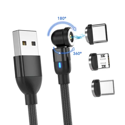 Obrázek produktu pro Magnetický nabíjecí kabel otočný 540° 3v1, 2 metry