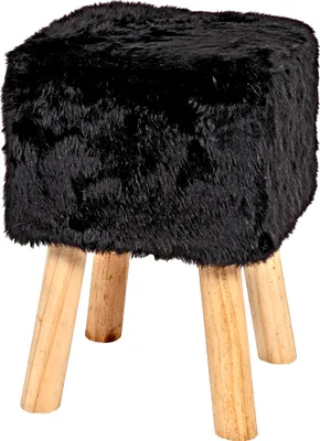 Produktbild von HAKU Sitzhocker schwarz - Massivholz, Textilgewebe, B/H/T: 30x45x30 cm