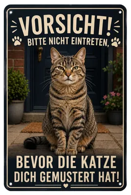 Produktbild von Blechschild Katze Vorsicht 20 x 30 cm Türschild AstraDesign