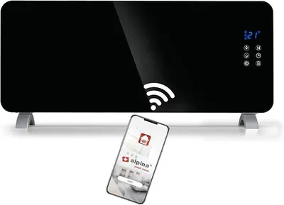 Image de Chauffage électrique 2000W – Radiateur de chauffage avec thermostat et minuterie 24 heures – Chauffage électrique pour les pièces de 10 à 20 m² – Peut être fixé au mur ou de manière autonome - Radiateur de 92x24x43 cm - Noir