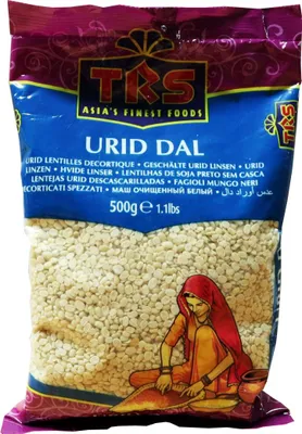 A bag of Urid Dal with a depiction of a woman.