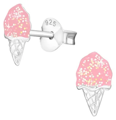 Produktbild von Eis Ohrstecker: 925 Silber Kinderohrringe mit Glitzer
