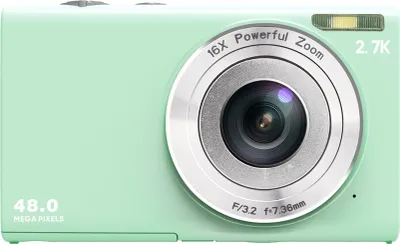 Imagen del producto de Cámara digital mini AIORBER, con pantalla de 2,88 pulgadas, zoom digital de 16x, para niños, dimensiones: 9,4 x 2,3 x 5,8 cm, color verde