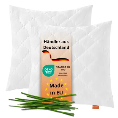 Produktbild von sleepling Kopfkissen Bambus 2er Set 80 x 80 cm, Bezug 100 % Baumwolle versteppt mit 100% Viskose (Bambus-Zellstoff), 700 gr. Füllgewicht,