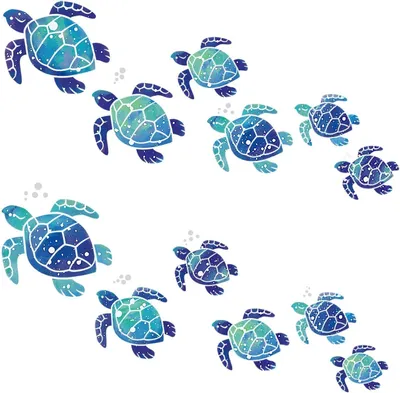 Produktbild von Wandsticker Meeresschildkröte 12 Stück, wasserdicht Vinyl, für Badezimmer, blaue Unterwasserwesen