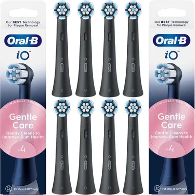 Produktbild von Oral-B iO Gentle Care/Sanfte Black Aufsteckbürsten für elektrische Zahnbürsten, 8 Stück
