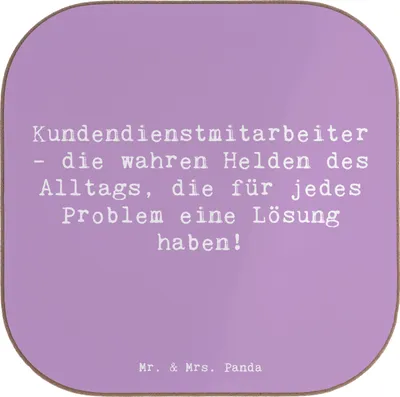 Produktbild von Mr. & Mrs. Panda Tassen Untersetzer Spruch Kundendienstmitarbeiter Helden - Lavendeltraum - Geschenk, Glas, Coaster, besonderes, Tassenuntersetzer, bieruntersetzer