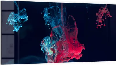 Produktbild von DEQORI Glasbild Echtglas 100x50 cm 'Tintentropfen im Wasser' Wandbild Bild modern Deko