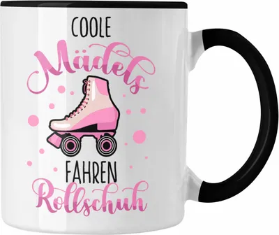 Produktbild von Trendation - Lustige Rollschuh-Tasse Geschenk für Rollschuhfahrerinnen Coole Mädels Fahren Rollschuh (Schwarz)
