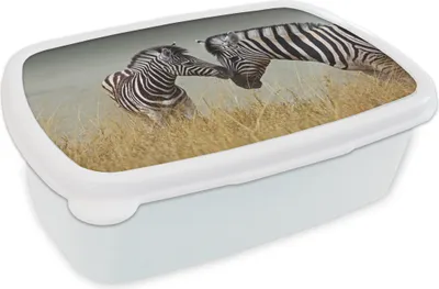 Produktbild von KitchenYeah® Lunchbox Brotzeit Brotdose 17x11 cm Zebramutter und ihr Kalb Kinder Brotzeitdose - Lunch Box - Kinder - Sandwich-Box - Schulbox - Lunch Boxen