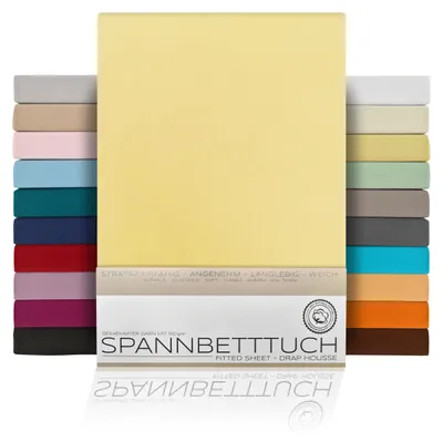 Immagine prodotto di Lenzuolo con angoli in jersey di cotone pettinato premium, 160 g/m², 90x200 cm, giallo, tipo di materasso: topper