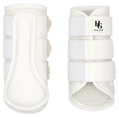 Immagine prodotto di Calzamaglie da dressage per cavalli, modello "Horse Guard Timothy", confezione da 2 pezzi, colore bianco, taglia L, adatte a cavalli di razza Warmblut, modello "Full"