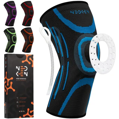 Zdjęcie produktu dla NEDKEN Stabilizator Kolana – Orteza ze Stabilizacją Stawu, Wsparcie Łąkotki, Ochrona przy Artrozie, Sport i Rehabilitacja , Niebieski XL