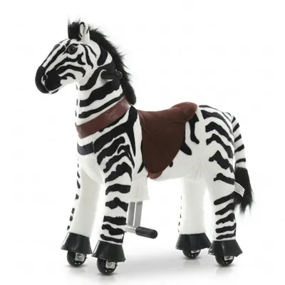 Zdjęcie produktu dla VROOOMY Mechaniczny konik do ujeżdżania / zebra (4–6 lat) – z ruchem galopu, funkcją sterowania i antypoślizgowymi kółkami – zabawka dla dzieci do ujeżdżania bez baterii – czarny