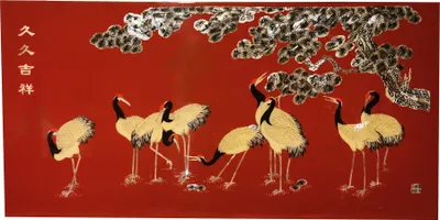 Produktbild von Fine Asianliving Chinesisches Gemälde Orientalischer Moderne Gerahmte Wandkunst Japanisch Bild Dekorative Malerei Schlafzimmer Wohnzimmer Wanddekoration Hotel Büro CK-10099