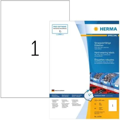 Image de HERMA Etik. strapazierfähig A4 weiß 210x297 mm Folie 80 St.