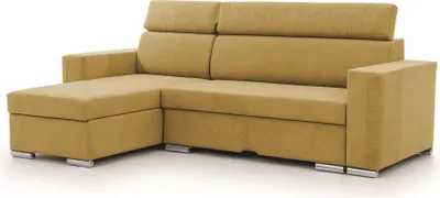 Produktbild von Ecksofa Schlafsofa Sofa CANTON in Stoff Camelia Senfgelb Ottomane Links