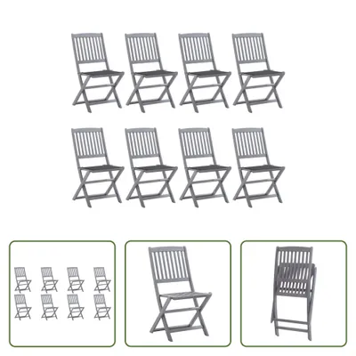 Produktbild von The Living Store Klappbare Gartenstühle 8 Stk. mit Kissen Massivholz Akazie