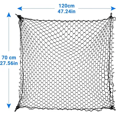 Produktbild von Auto Hundeschutznetz - Universelle Haustierbarriere - Verstellbares Rücksitznetz - Trenngitter zwischen Vorder- und Rücksitz - 120x70 cm