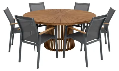 Productafbeelding van AXI Hani/Alva Tuinset van Teak/Aluminium met 6 Antraciet Stoelen