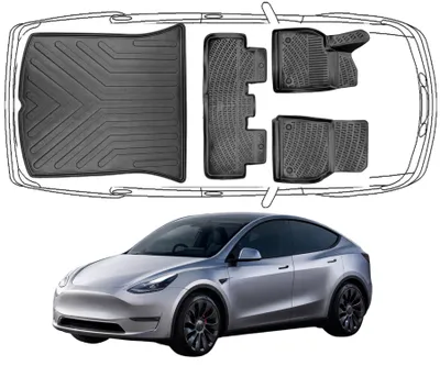 Produktbild von 3D Fußmatten & Kofferraumwanne Auto Set Kompatibel mit Tesla Model Y 1.Gen 2020-2024