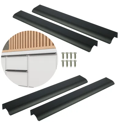 Produktbild von 4x Kantenprofil-Möbelgriff Lyon, Schwarz, 352 mm, inkl. Schrauben