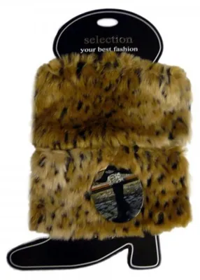 Produktbild von Tobeni Damen Stiefelstulpen Felloptik Kunstfell Boot Cuffs One Size 10 cm, Farbe:Leopard