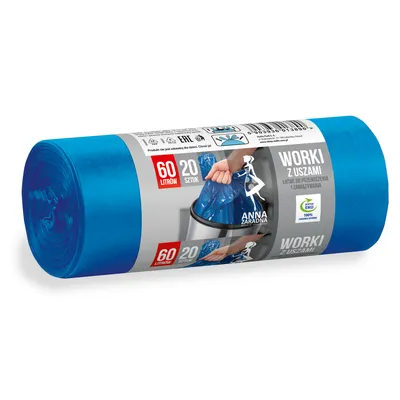 Obrázek produktu pro Anna Zaradna LDPE modré pytle na odpadky s ušima 60L, 20 kusů