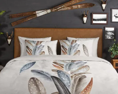 Produktbild von Good Morning Good Morning Bettbezug "Federn" - Sand - (200x200/220 cm) - Baumwolle Flanell