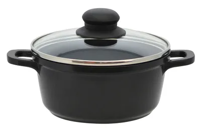 Produktbild von ELO Black Cast Topfset 7-teilig  Aluminiumguss, für alle Herdarten geeignet, inklusive Glasdeckel, Ø 16 - 24 cm