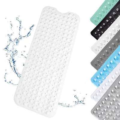 Obrázok produktu pre Podložka pod sprchu, protišmyková, 100x40 cm, s prísavkami, vhodná do práčky, PVC, biela