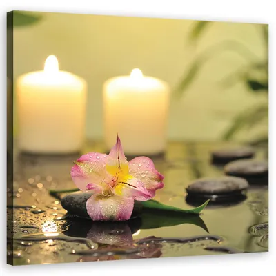 Immagine prodotto di Quadro su tela, Candele e orchidee zen - 60x60