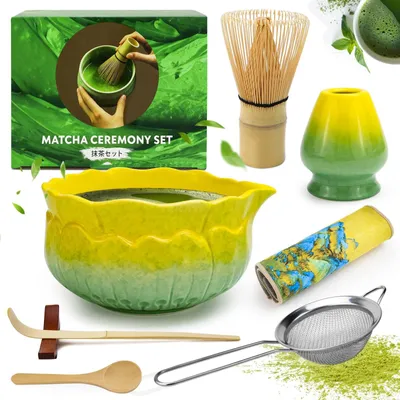 Produktbild von 8-teiliges Matcha-Set mit Bambusutensilien und Teetasse