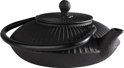 Produktbild von APS 10991 Teekanne ASIA, Gusseisen, 0,8 Liter, abnehmarer Deckel, inkl. Teesieb, schwarz