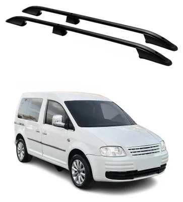 Imagen del producto de OMAC, barandilla para techo de vehículo, modelo 7520930B, para ambos lados, compatible con VW Caddy III Kombi (2KB, 2KJ, 2CB, 2CJ), fabricada en aluminio, Imagen generada por IA