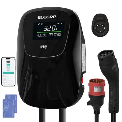Imagen del producto de Cargador de pared para vehículos eléctricos de 22 kW - Cable de 7,5 metros - Estación de carga para uso doméstico