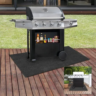 Produktbild von EINFEBEN BBQ Mat Barbecue Mat Grey Ohňovzdorný koberec Underlay Vodotesný koberec na grilovanie Olejotesný vonkajší koberec na grilovanie 75 * 120 cm