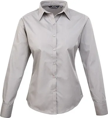 Produktbild von Premier Workwear Damen Popeline Bluse langarm PR300 silver 54 (6XL/26)