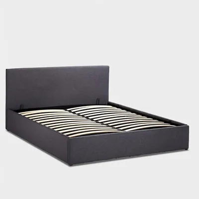 Produktbild von King Komplett Doppelbett mit Bettkasten Stoff Holz Bettrost 160x190 cm Basel - Grau