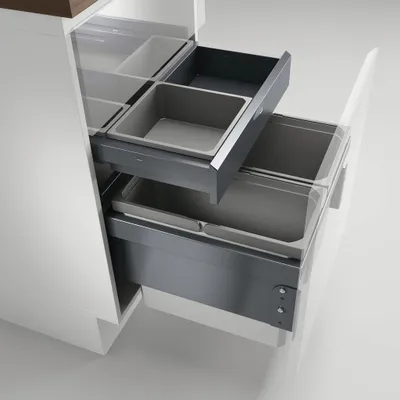 Produktbild von Naber, Cox® Base 1T 500-2 mit Base-Board. Abfallsammler, hellgrau, Höhe 460 mm - Mülleimer