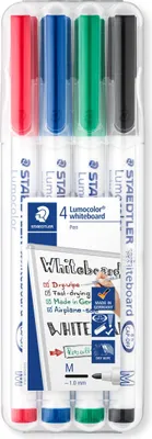 Image de Staedtler (Lumocolor) Boardmarker 301 Set de 4 couleurs assorties 1mm pointe ronde