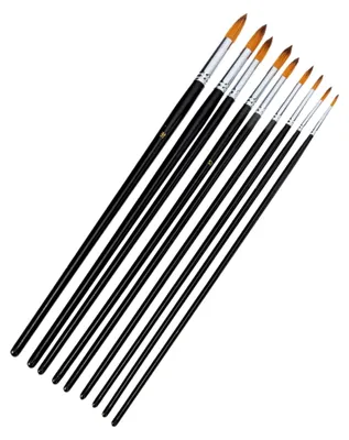 Produktbild von 9-teiliges Pinselset mit Nylon- und Holzgriffen für Aquarell- und Acrylfarben