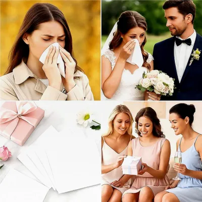 Produktbild von 12er-Pack Damen-Taschentücher aus 100% Baumwolle, einfarbig mit Satin-Streifenbordüre