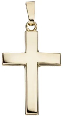 Produktbild von Anhänger Kreuz 23,1x14mm aus 585 Gold Gelbgold Goldkreuz schlicht glänzend