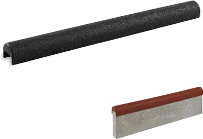 Two different types of edging or capping products are shown against a white background.