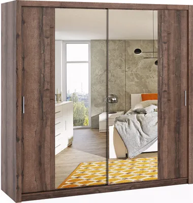 Produktbild von FurMeb24 Schiebetrenschrank BONO 220 cm Kleiderschrank mit Spiegel, 2-triger Schiebeschrank (Eiche Monostery / Eiche Monostery)