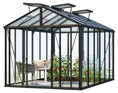 Produktbild von GFP Gewächshaus Hera 6 Glasgewächshaus 263x388 cm | Aluminium-Rahmen Farbe Anthrazit